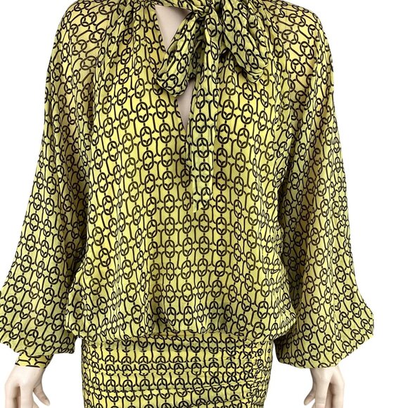 L,Academie The Malle Mini Dress In Gold Chain NWT Size‎ XS Xsmall Yellow & Black - Picture 5 of 11